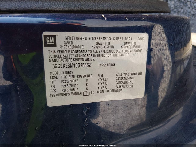 Aukcja sprzedaży 2009 Chevrolet Silverado 1500 Lt, vin: 3GCEK23M19G256621, numer aukcji: 46079538