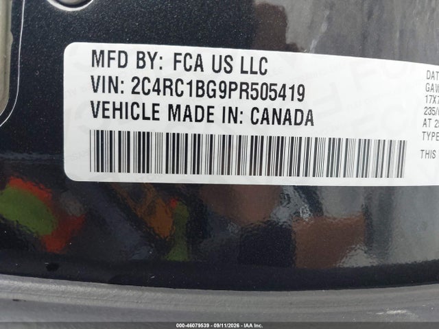 2023 Chrysler Pacifica Touring L მანქანა იყიდება აუქციონზე, vin: 2C4RC1BG9PR505419, აუქციონის ნომერი: 46079539