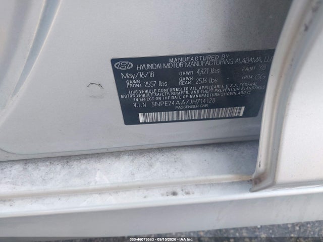 2018 Hyundai Sonata Eco მანქანა იყიდება აუქციონზე, vin: 5NPE24AA7JH714128, აუქციონის ნომერი: 46079583