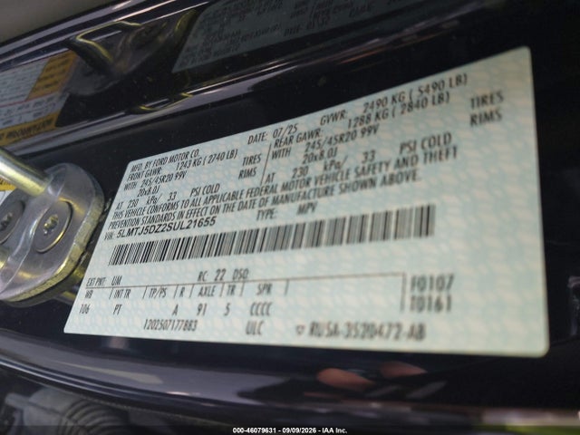 Продажа на аукционе авто 2025 Lincoln Corsair Grand Touring, vin: 5LMTJ5DZ2SUL21655, номер лота: 46079631