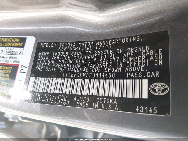 4T1BF1FK3FU114450 Toyota CAMRY SE