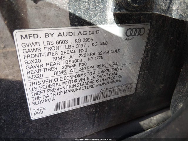 Audi Q7 3.0t Premium 2017 WA1LAAF75HD052601 Image 9