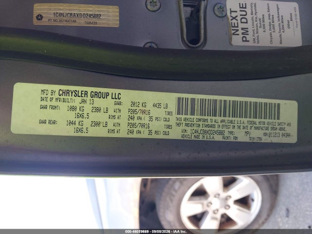 Aukcja sprzedaży 2013 Jeep Compass Sport, vin: 1C4NJCBAXDD245882, numer aukcji: 46079689
