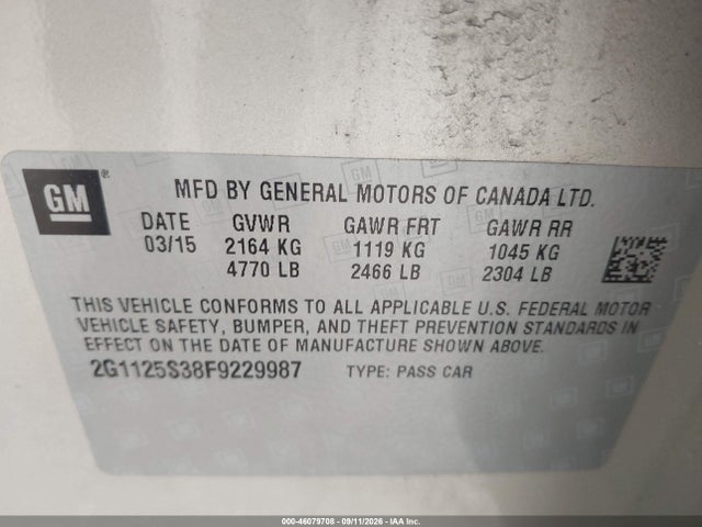 Chevrolet Impala 2lt 2015 2G1125S38F9229987 Image 9