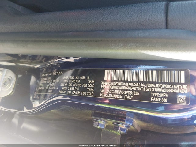 Продажа на аукционе авто 2016 Jeep Renegade Latitude, vin: ZACCJBBW3GPD51335, номер лота: 46079799