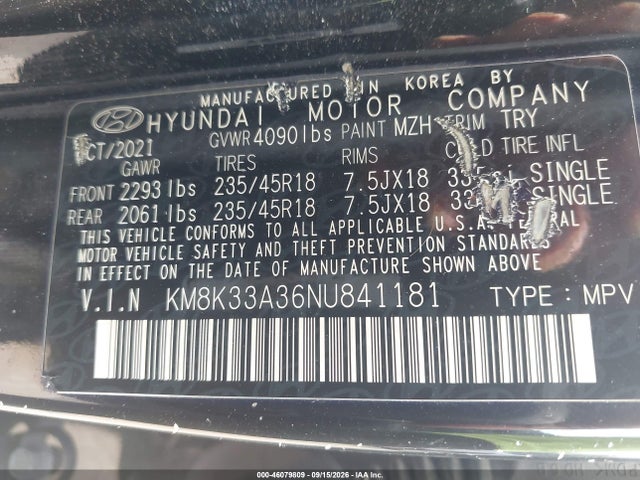 Продаж на аукціоні авто 2022 Hyundai Kona N Line, vin: KM8K33A36NU841181, номер лоту: 46079809