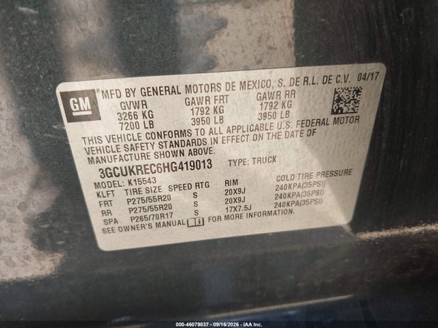 Chevrolet Silverado 1500 2lt 2017 3GCUKREC6HG419013 Image 9