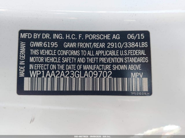 Aukcja sprzedaży 2016 Porsche Cayenne, vin: WP1AA2A23GLA09702, numer aukcji: 46079928