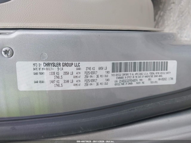 Aukcja sprzedaży 2015 Dodge Grand Caravan Sxt, vin: 2C4RDGCG3FR548974, numer aukcji: 46079929