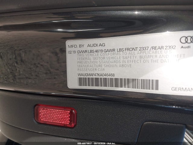 Aukcja sprzedaży 2019 Audi A4 40 Premium/40 Titanium Premium, vin: WAUGMAF47KA046468, numer aukcji: 46079937