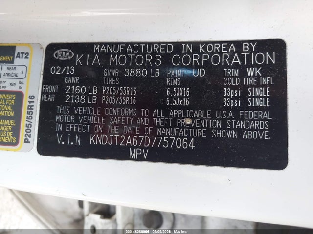Aukcja sprzedaży 2013 Kia Soul +, vin: KNDJT2A67D7757064, numer aukcji: 46080006