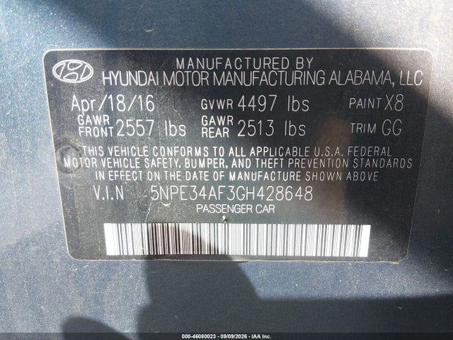 Продаж на аукціоні авто 2016 Hyundai Sonata Sport, vin: 5NPE34AF3GH428648, номер лоту: 46080023