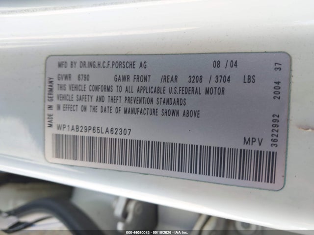 46080083 :رقم المزاد ، WP1AB29P65LA62307 vin ، 2005 Porsche Cayenne S مزاد بيع