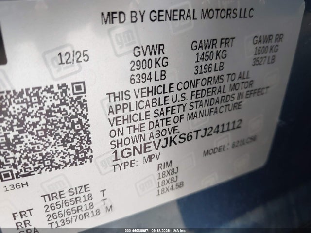 Продажа на аукционе авто 2026 Chevrolet Traverse Awd Z71, vin: 1GNEVJKS6TJ241112, номер лота: 46080087