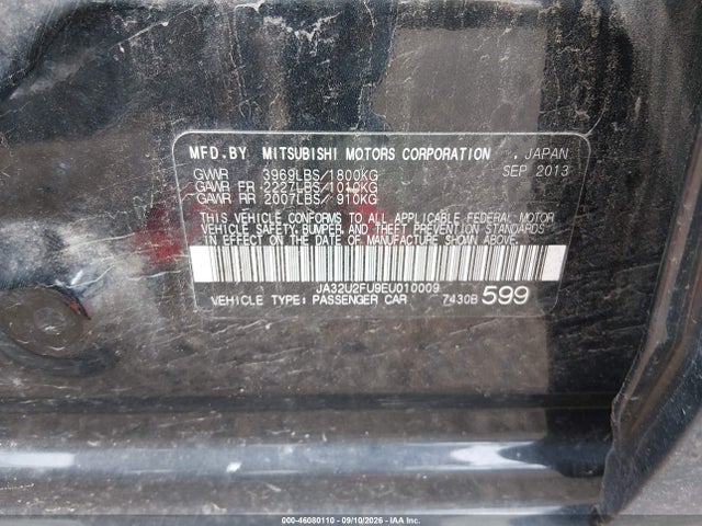 Продаж на аукціоні авто 2014 Mitsubishi Lancer Es, vin: JA32U2FU9EU010009, номер лоту: 46080110