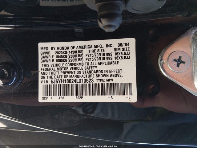 Продажа на аукционе авто 2004 Honda Element Ex, vin: 5J6YH18624L010523, номер лота: 46080145