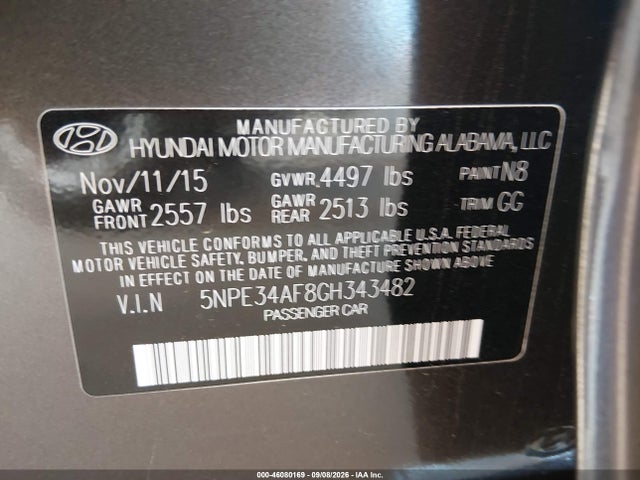 Hyundai Sonata Sport 2016 5NPE34AF8GH343482 Image 9