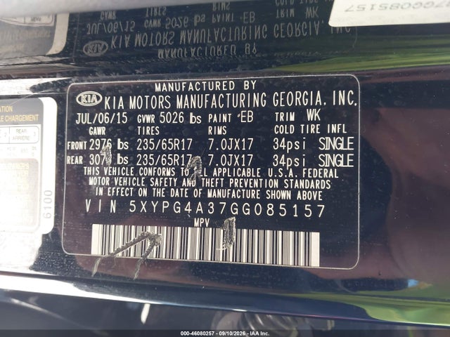 KIA Sorento 2.4l L 2016 5XYPG4A37GG085157 Image 9