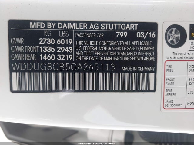 Продаж на аукціоні авто 2016 Mercedes-benz S 550, vin: WDDUG8CB5GA265113, номер лоту: 46080319