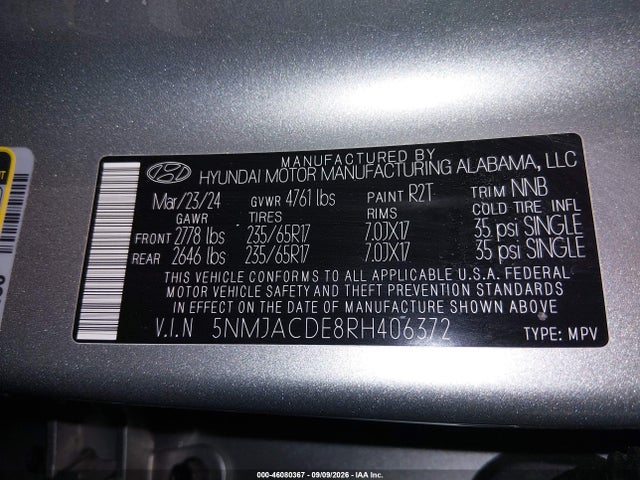 Продаж на аукціоні авто 2024 Hyundai Tucson Se, vin: 5NMJACDE8RH406372, номер лоту: 46080367