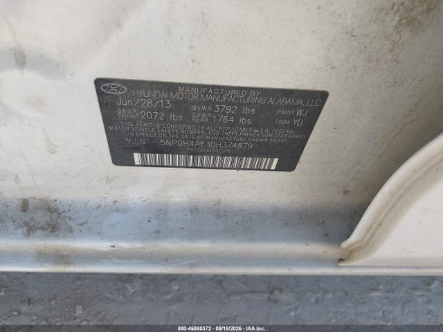 Продажа на аукционе авто 2013 Hyundai Elantra Gls, vin: 5NPDH4AE3DH374879, номер лота: 46080372