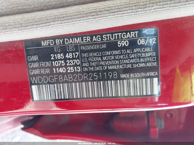 Aukcja sprzedaży 2013 Mercedes-benz C 300 Sport 4matic, vin: WDDGF8AB2DR251198, numer aukcji: 46080381