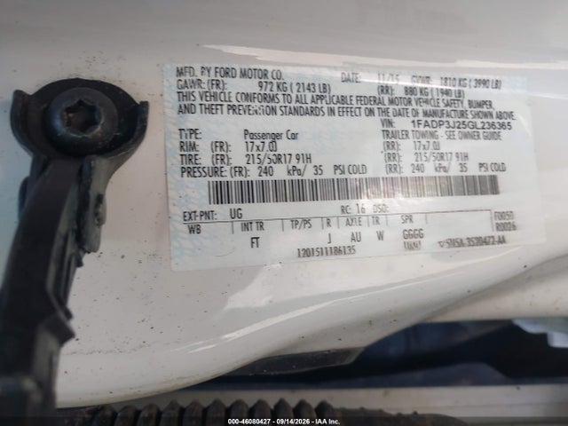 46080427 :رقم المزاد ، 1FADP3J25GL236365 vin ، 2016 Ford Focus Titanium مزاد بيع