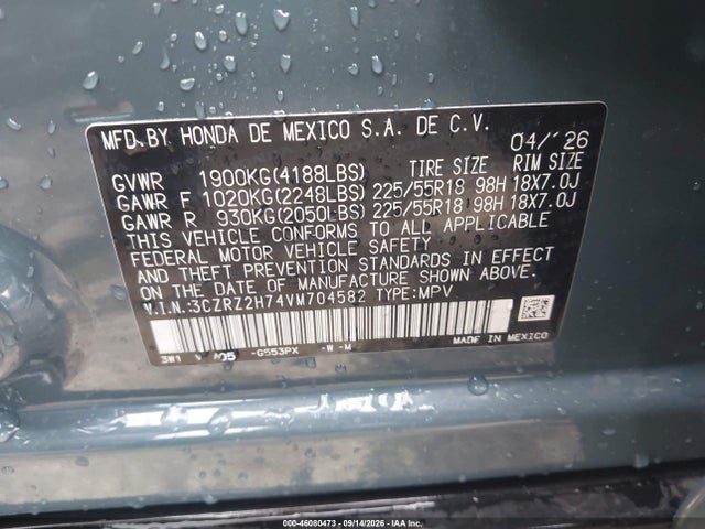 Продажа на аукционе авто 2027 Honda Hr-v Ex- Awd, vin: 3CZRZ2H74VM704582, номер лота: 46080473