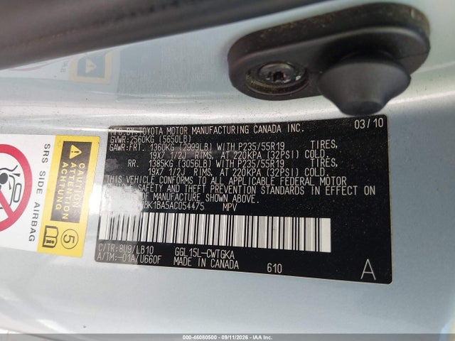 Продаж на аукціоні авто 2010 Lexus Rx 350, vin: 2T2BK1BA5AC054475, номер лоту: 46080500