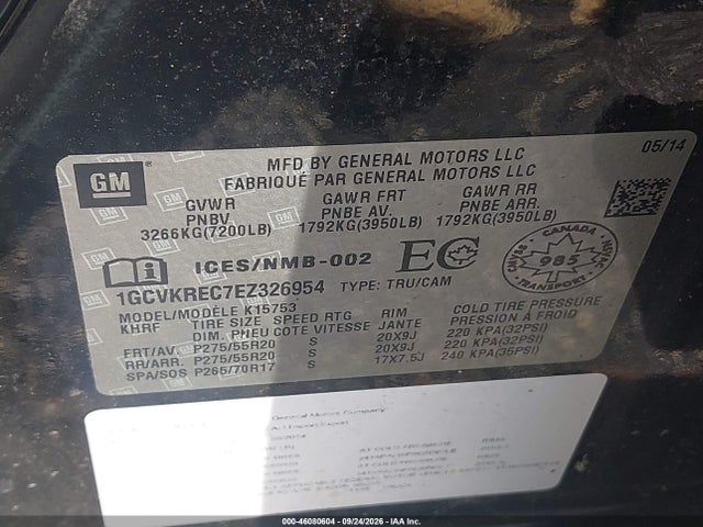 Продажа на аукционе авто 2014 Chevrolet Silverado 1500 1lt/2lt, vin: 1GCVKREC7EZ326954, номер лота: 46080604