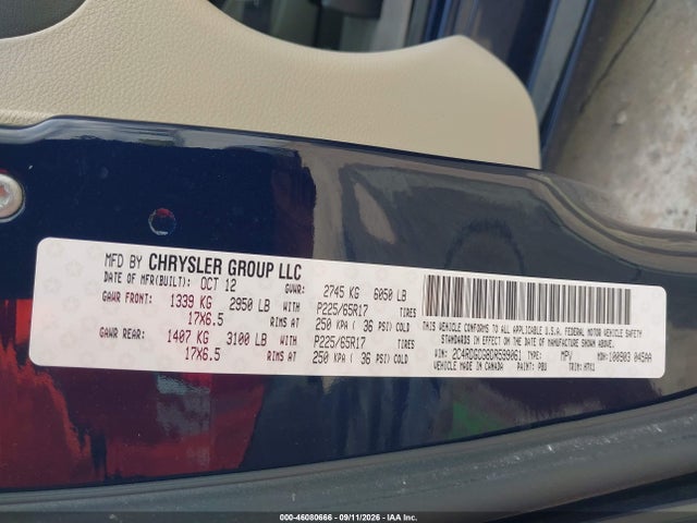 Aukcja sprzedaży 2013 Dodge Grand Caravan Sxt, vin: 2C4RDGCG8DR599061, numer aukcji: 46080666