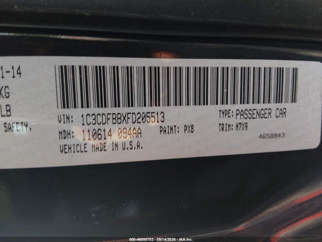 Aukcja sprzedaży 2015 Dodge Dart Sxt, vin: 1C3CDFBBXFD205513, numer aukcji: 46080703
