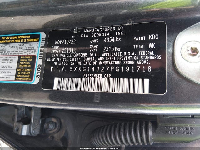 Aukcja sprzedaży 2023 Kia K5 Lxs, vin: 5XXG14J27PG191718, numer aukcji: 46080704