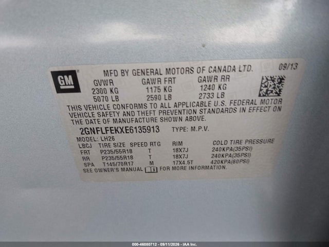 2014 Chevrolet Equinox 1lt მანქანა იყიდება აუქციონზე, vin: 2GNFLFEKXE6135913, აუქციონის ნომერი: 46080712