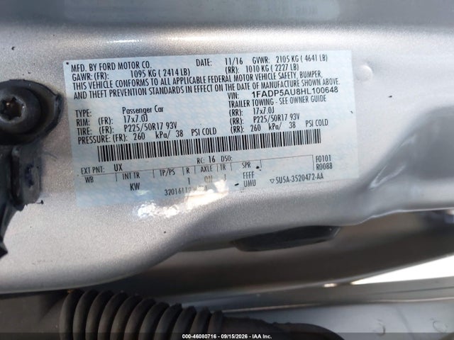 46080716 :رقم المزاد ، 1FADP5AU8HL100648 vin ، 2017 Ford C-max Hybrid Se مزاد بيع