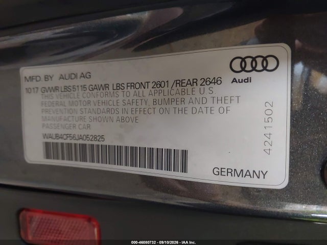 46080732 :رقم المزاد ، WAUB4CF56JA052825 vin ، 2018 Audi S5 3.0t Premium Plus مزاد بيع