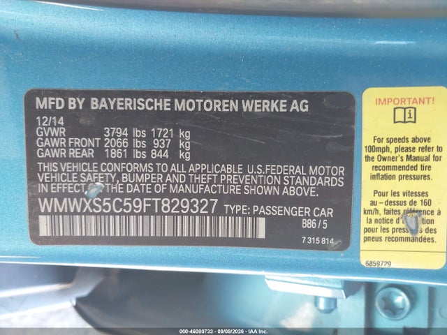 Aukcja sprzedaży 2015 Mini Hardtop Cooper, vin: WMWXS5C59FT829327, numer aukcji: 46080733