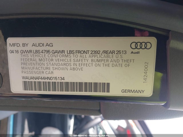 Продажа на аукционе авто 2017 Audi A4 2.0t Premium, vin: WAUANAF44HN015134, номер лота: 46080742