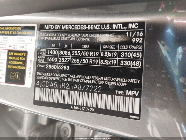 4JGDA5HB2HA877222 Mercedes-Benz Gle 350 4matic