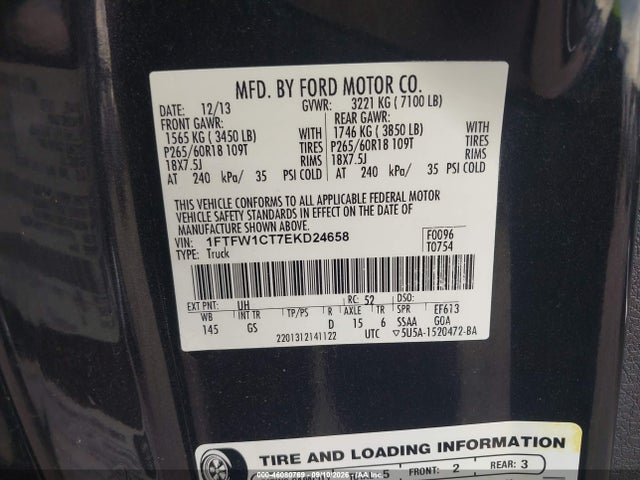 46080769 :رقم المزاد ، 1FTFW1CT7EKD24658 vin ، 2014 Ford F-150 Xlt مزاد بيع