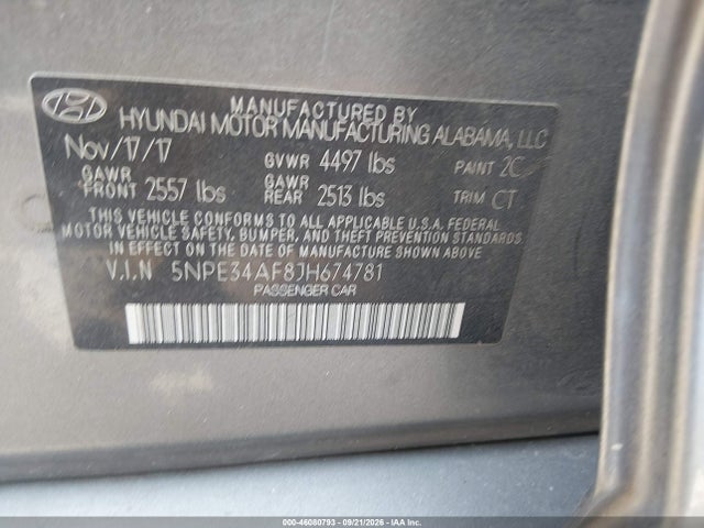 Продажа на аукционе авто 2018 Hyundai Sonata Sport, vin: 5NPE34AF8JH674781, номер лота: 46080793