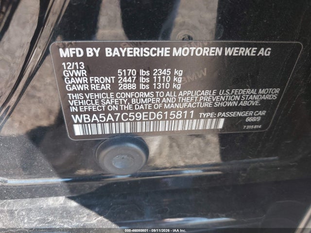 Продаж на аукціоні авто 2014 Bmw 528i Xdrive, vin: WBA5A7C59ED615811, номер лоту: 46080801