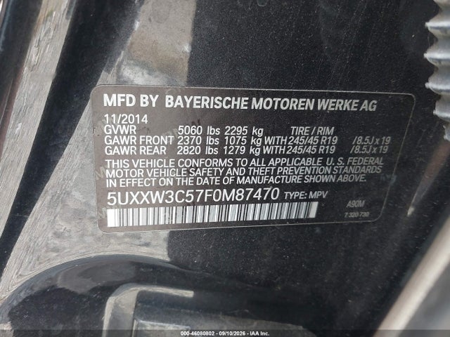 5UXXW3C57F0M87470 BMW X4 Xdrive28i