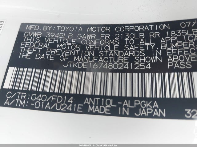 2008 Scion Tc მანქანა იყიდება აუქციონზე, vin: JTKDE167480241254, აუქციონის ნომერი: 46080811