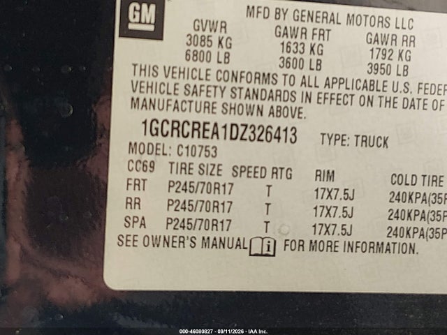 Продаж на аукціоні авто 2013 Chevrolet Silverado 1500 Ls, vin: 1GCRCREA1DZ326413, номер лоту: 46080827
