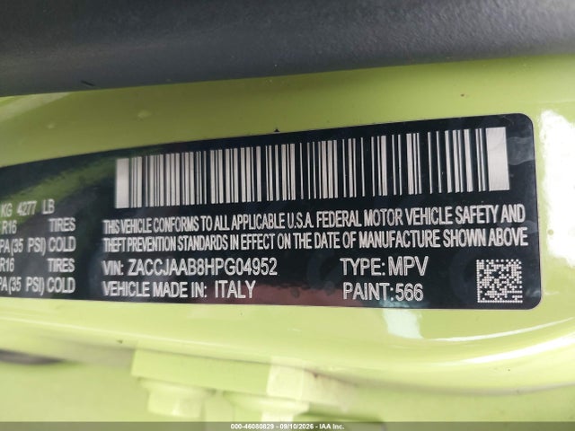 Продаж на аукціоні авто 2017 Jeep Renegade Sport Fwd, vin: ZACCJAAB8HPG04952, номер лоту: 46080829