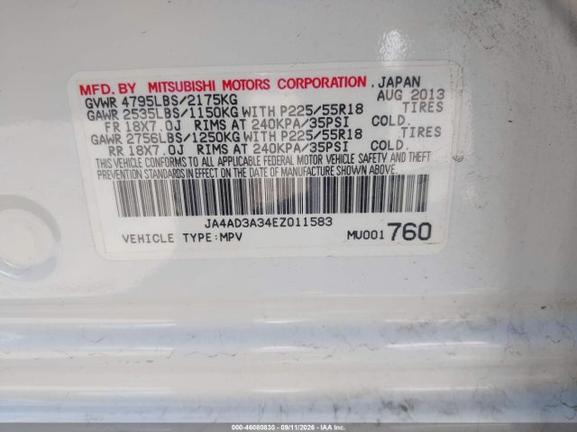 Mitsubishi Outlander Se 2014 JA4AD3A34EZ011583 Image 9