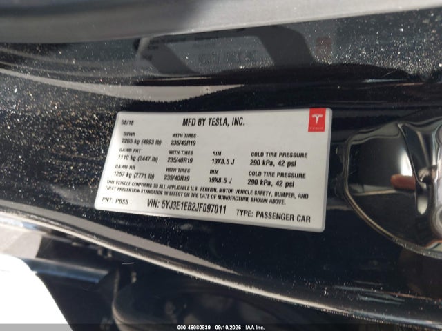 5YJ3E1EB2JF097011 Tesla Model 3 Long Range/performance