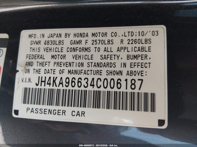 Aukcja sprzedaży 2004 Acura Rl 3.5, vin: JH4KA96634C006187, numer aukcji: 46080872
