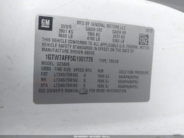 GMC Savana 2500 Work Van 2016 1GTW7AFF5G1901778 Image 9